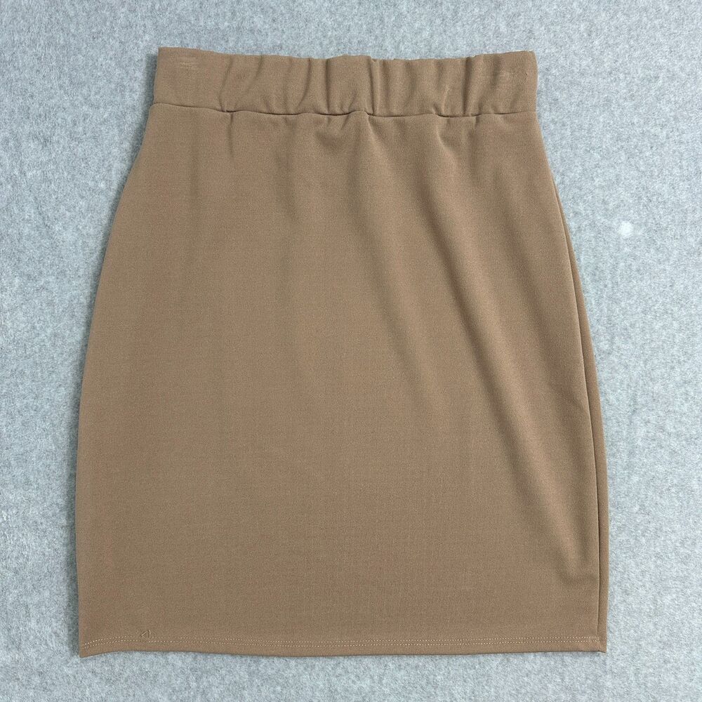 24Seven Comfort Apparel Women's Beige Elastic Waist Pencil Skirt Size XL